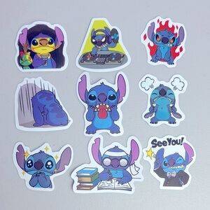 Bundle Lot of 9 Vinyl Stitch Character Sticker Set - Emo Edition